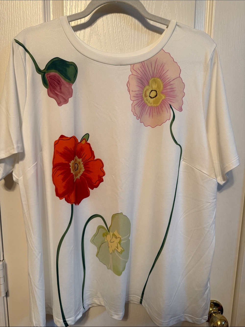 Cato White Floral Print Short Sleeve Top